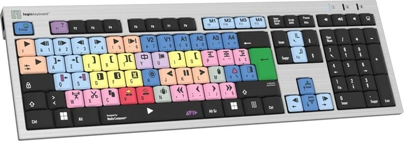 Tastierë LogicKeyboard Avid Media Composer FR, USB, full-size, AZERTY, argjend