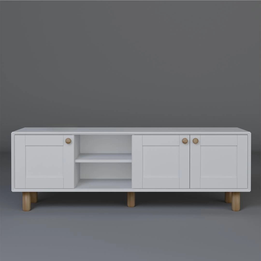 Komodë TV Skye Decor, stil bohemian, e bardhë, 1600-70