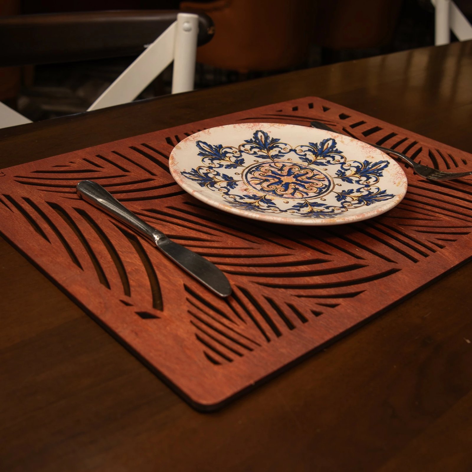 Set nënshtruesish tavoline prej druri, ngjyrë trëndafili, Hermia, 4 copë