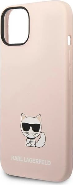 Mbështjellës Karl Lagerfeld KLHCP14SSLCTPI për iPhone 14, 6.1", silikon, rozë e çelur Choupette