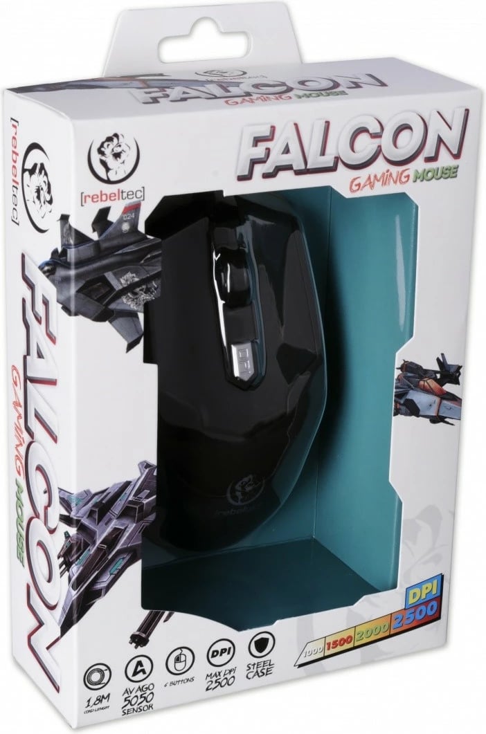 Maus gaming Rebeltec FALCON, 6 butona, 2500 DPI, metal, i zi