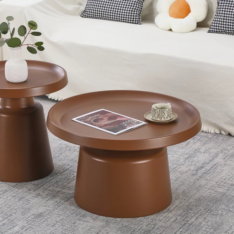 Tavolinë e ulët Ginoze, metal, ngjyrë kafe, Φ70x42.5cm