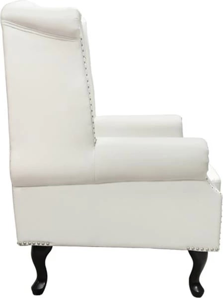 Fotelje Chesterfield, Polina, FH0053.02, lëkurë PU e bardhë, 83x75x107 cm