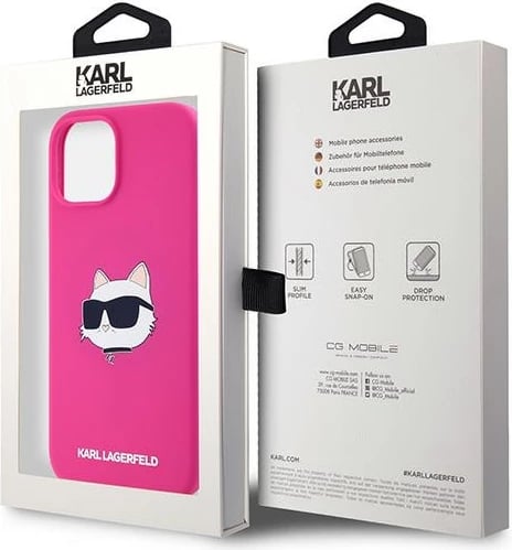 Mbështjellës Karl Lagerfeld Silicone Choupette Head MagSafe për iPhone 15 Plus / 14 Plus, Rozë