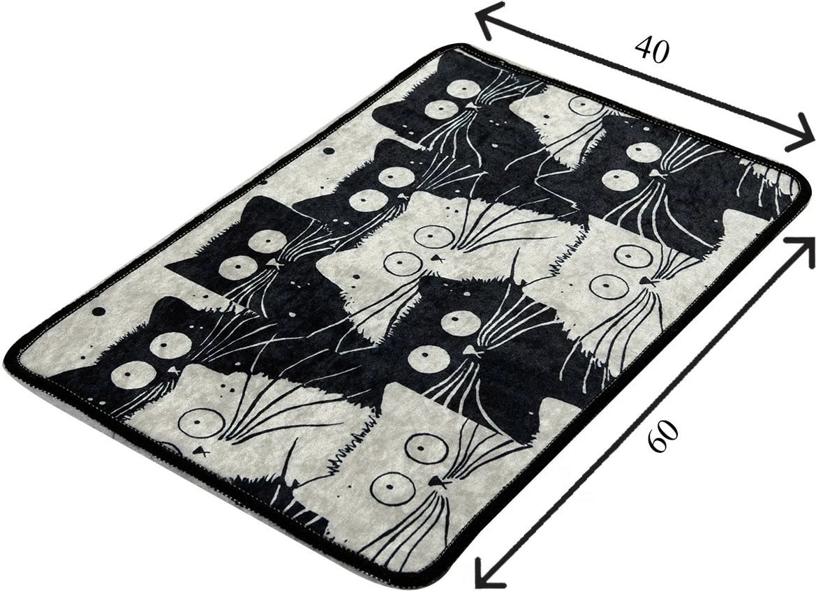 Tapet për banjo, Mijölnir, dizajn me macë të bardha, 40x60cm