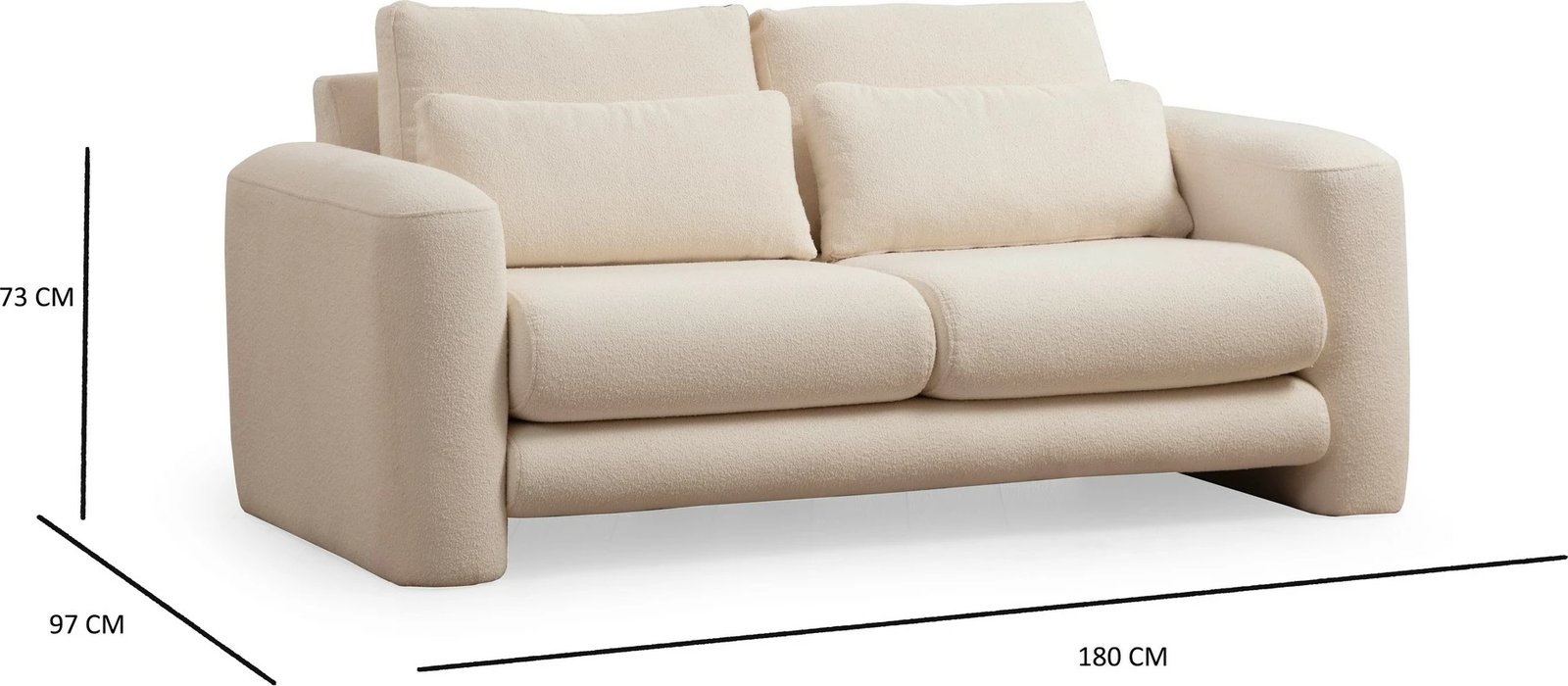 Divan dy ulëshe Atelier del Sofa, ngjyrë krem, Lily