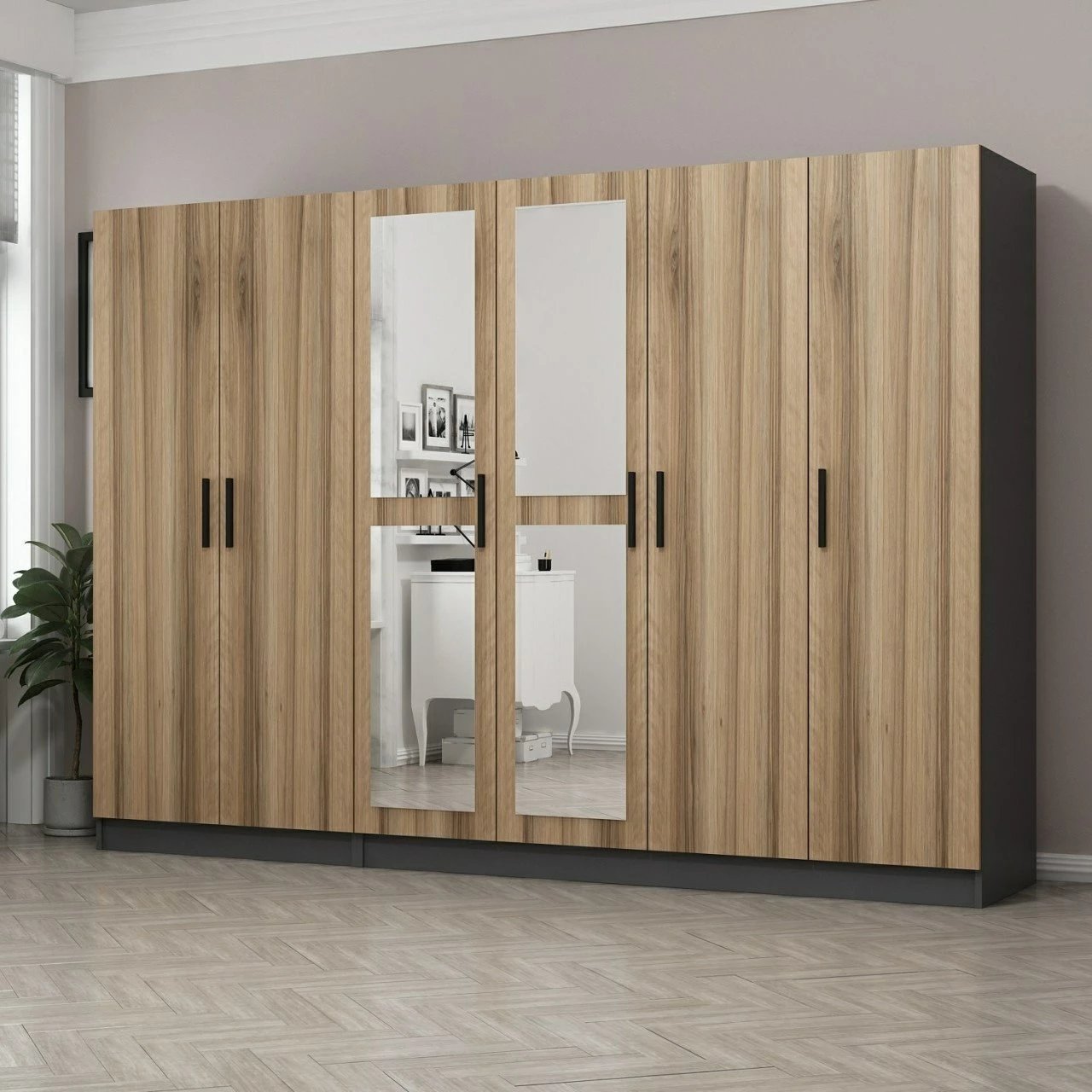 Dollap garderobe, ngjyrë dore, Skye Decor, 270x210x52cm