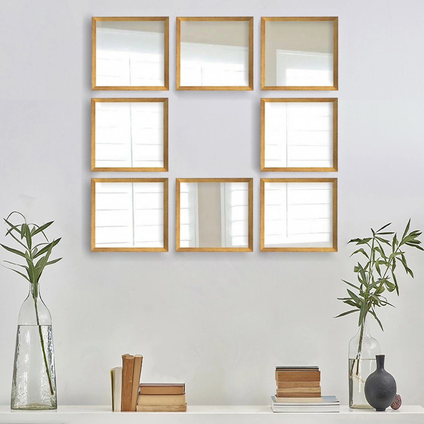 Set pasqyrash (8 copë), Wallity, SETAYNA_060, ngjyrë ari dhe argjendi