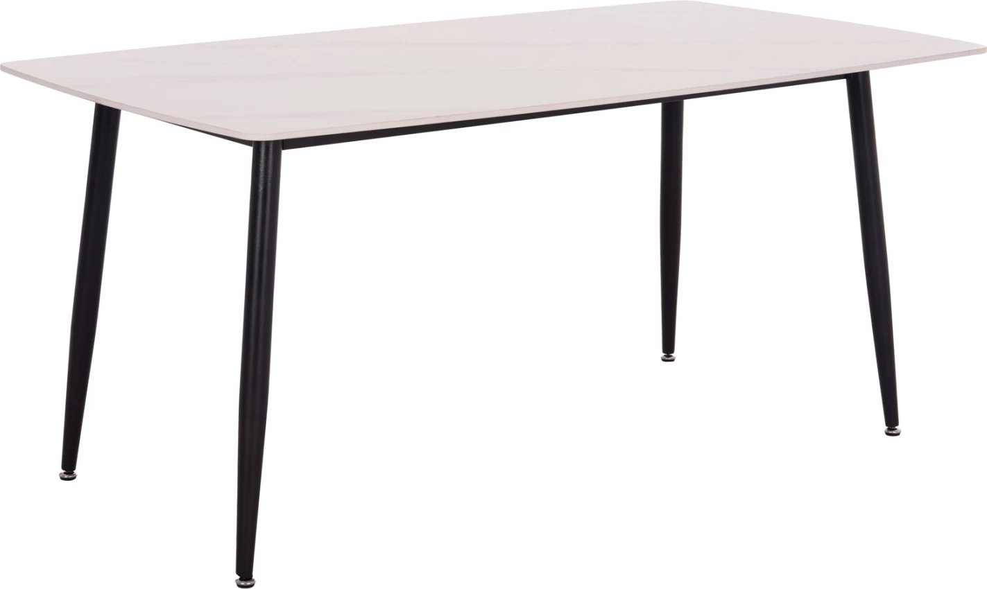 Tavolinë ngrënieje RAVEN, sipërfaqe qeramike, pamje mermeri të bardhë, 160x80x74cm