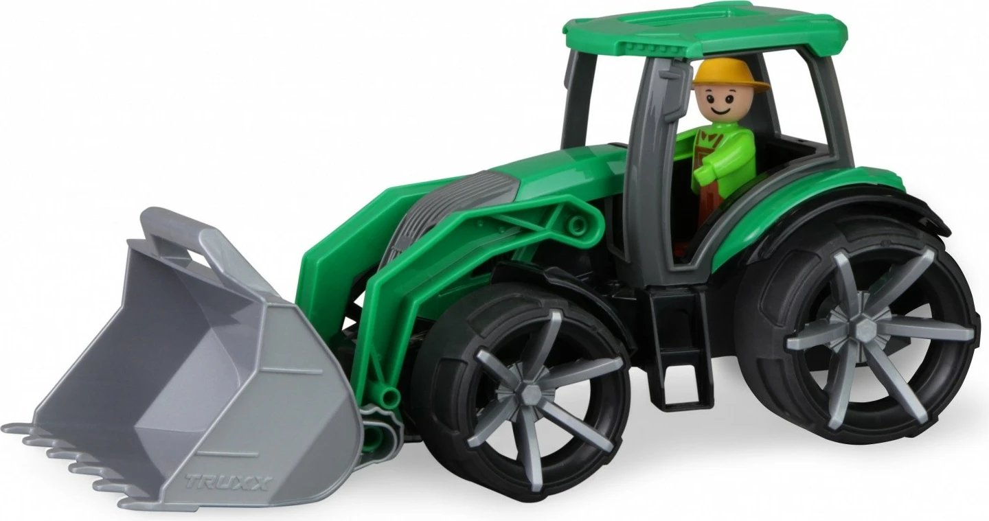 Traktor lodër Lena Truxx2 me figurë, 34 cm, Gjelbër/Gri/Zi