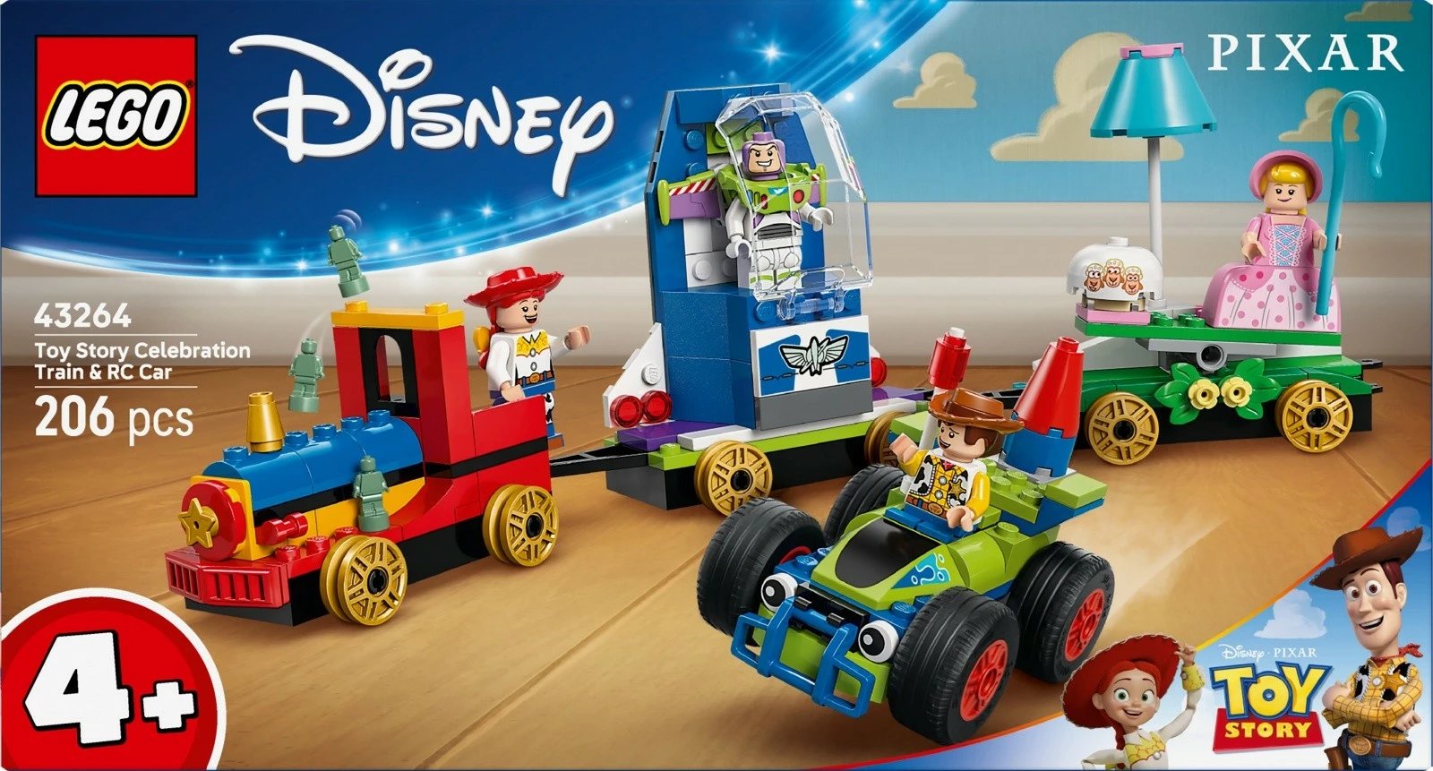 Set LEGO Disney Toy Story 43264, tren tematik me 206 pjesë dhe 4 figurina