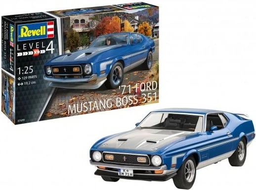 Model plastik makine, Revell, ’71 Ford Mustang Boss 351 07699, shkallë 1:25, 129 pjesë, gjatësi 19.2 cm, 12+