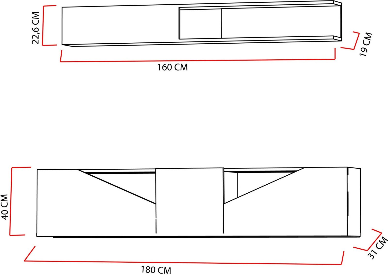 Komodë TV Hanah Home, ngjyrë arrë, e zezë