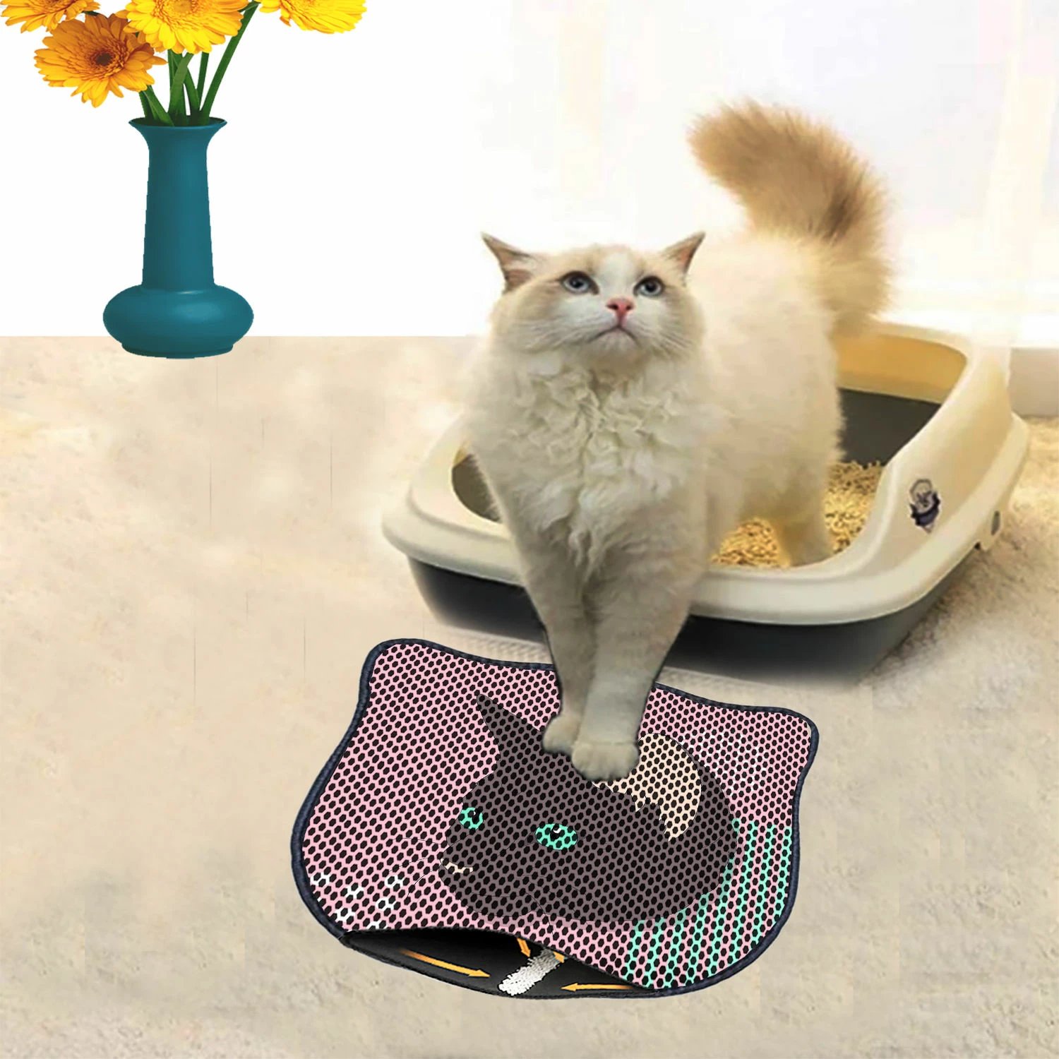 Tapet për rërë mace, shumëngjyrësh, Kdkafa0195