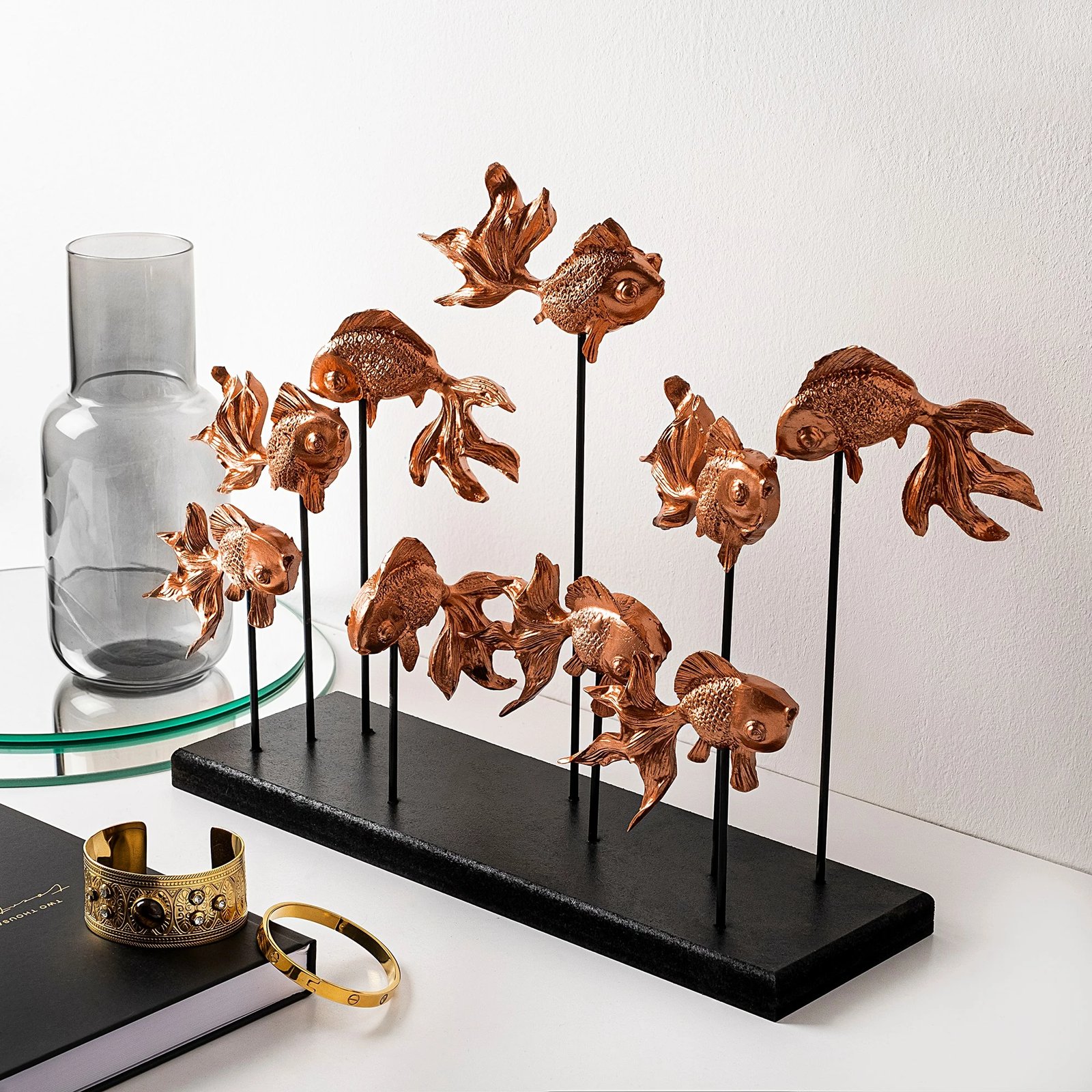 Objekt dekorativ Aberto Design, peshk të artë, bakër