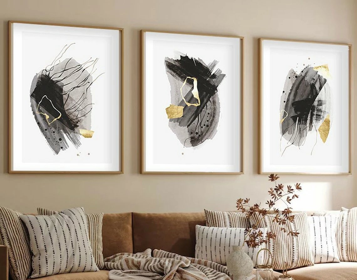 Pikturë dekorative me kornizë MDF (3 copë), Wallity, Huhu208, 50x35cm