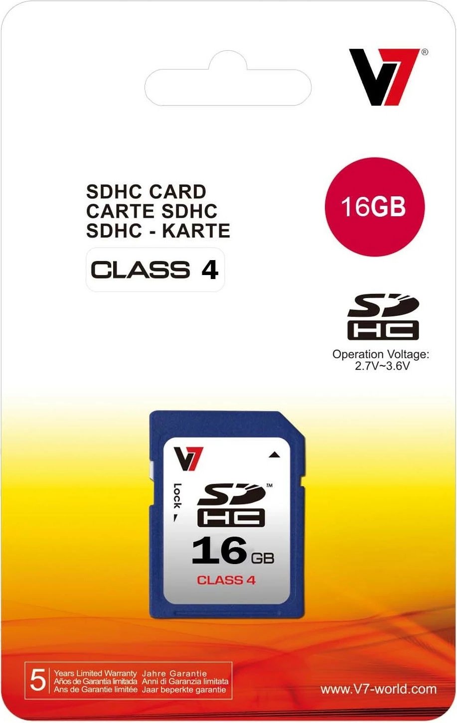 Kartelë SDHC V7 16GB Class 4, multikolor