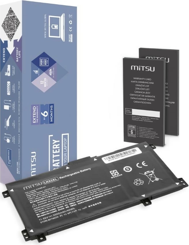 Bateri laptop Mitsu BC/HP-ENVY15, për HP Envy X360, 3500 mAh, Li-poly, e zezë