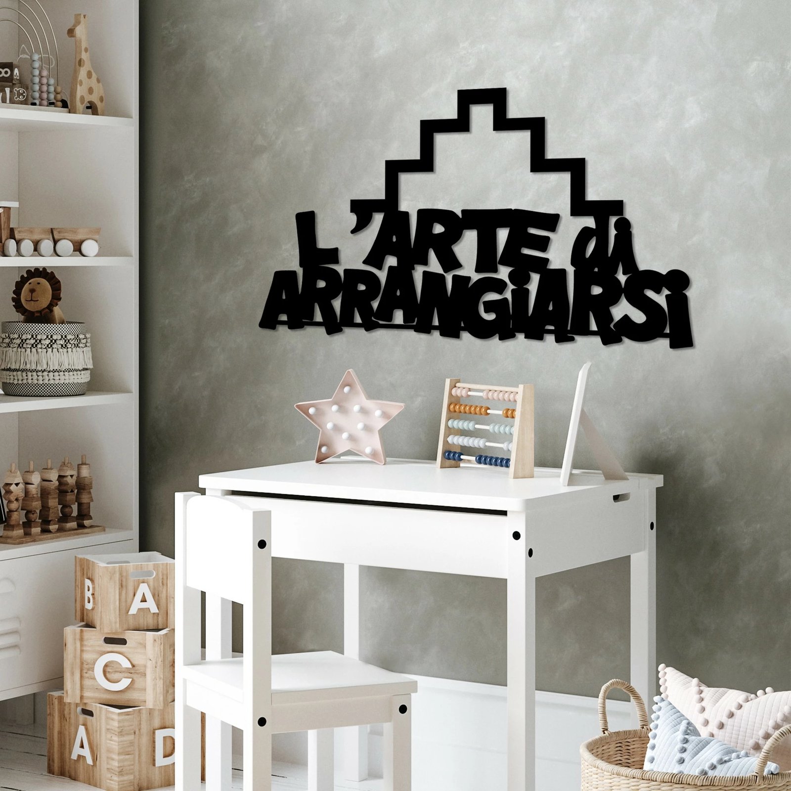 Aksesor dekorativ metalik për mur, Wallity, Arrangiarsi 2, ngjyrë e zezë