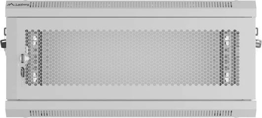 Kabinet rack muri 19", Lanberg WF01-6404-23S, 4U 600x450, derë e perforuar, 4 shina, 2 vende ventilatori, IP20 60 kg, gri, Flat Pack