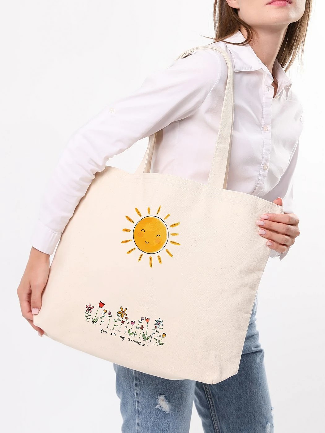 Torbë tote Zoozie Bags, krem, 47x36x8cm