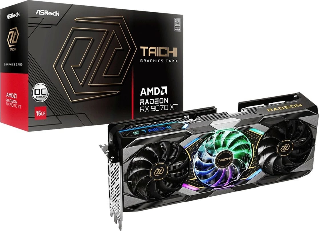 Kartelë grafike ASRock Radeon RX 9070 XT Taichi, 16GB, PCI-E 5.0, me RGB