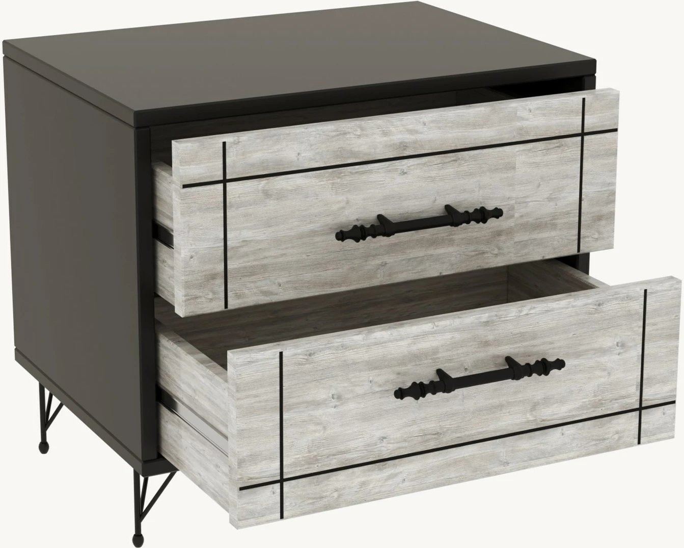 Komodinë nate Hanah Home, gri e çelët, dy sirtarë