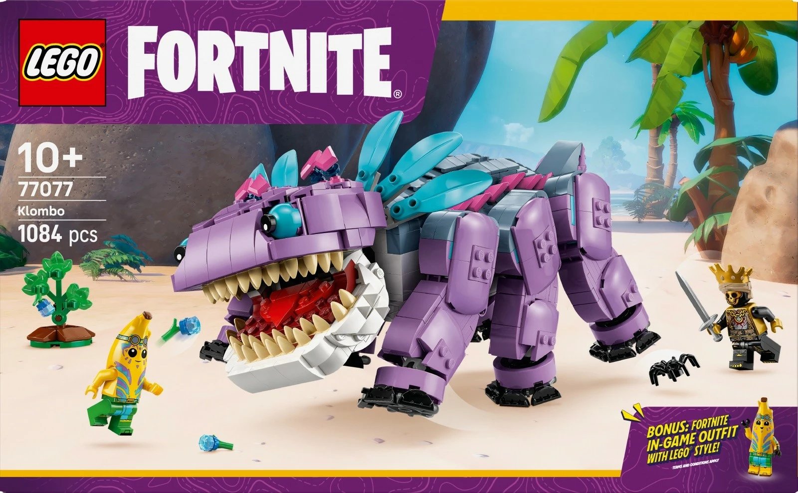 Set ndërtimi LEGO Fortnite Klombo 77077, 1084 pjesë, për fëmijë 10+, vjollcë