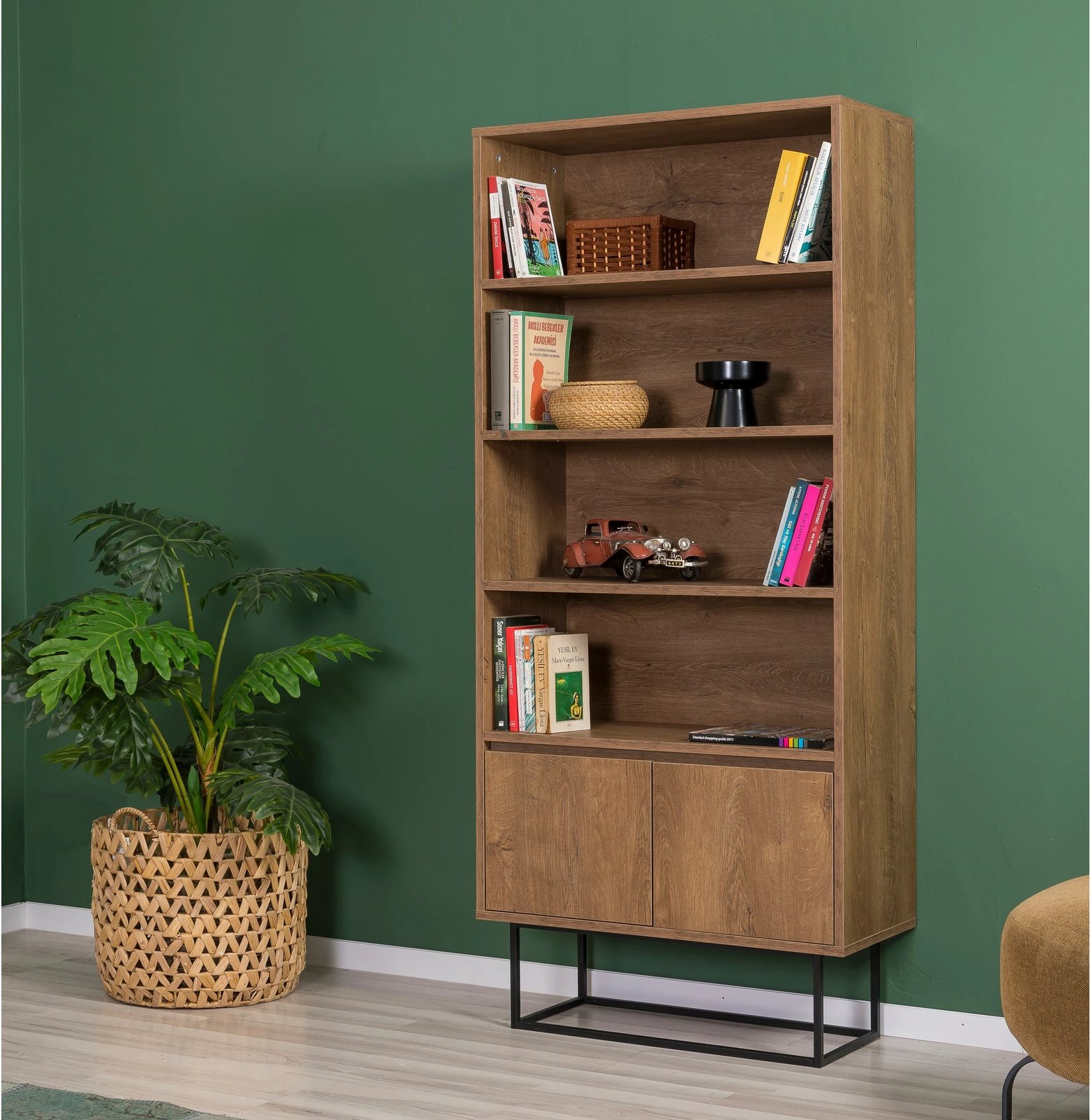 Set mobiljesh për dhomë dite, ngjyrë arre dhe e zezë, Laxus Takım 27