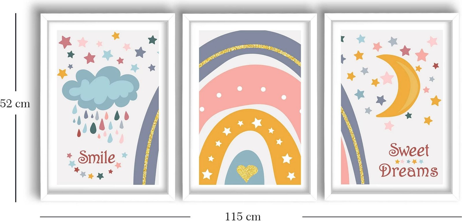 Pikturë dekorative me kornizë MDF (3 copë), Wallity, 3p3752softct-013