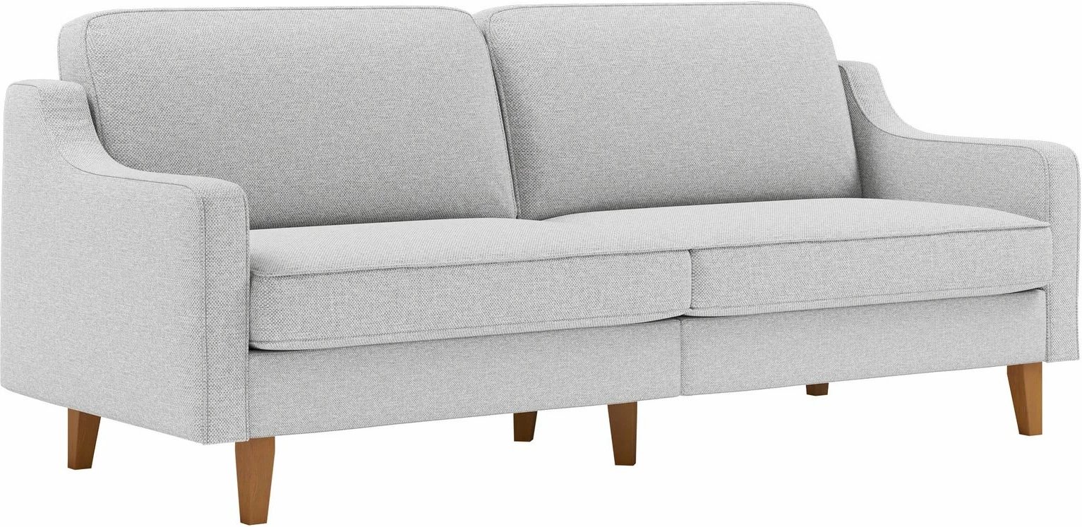 Divan treshe Robin, ngjyrë Pebble, këmbë druri Walnut