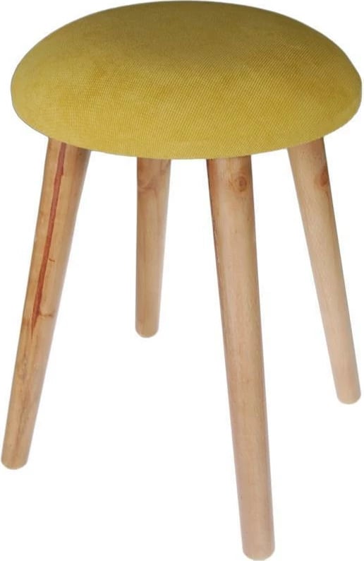 Stol Nextdeco me këmbë druri, H37x35 cm, Verdhë