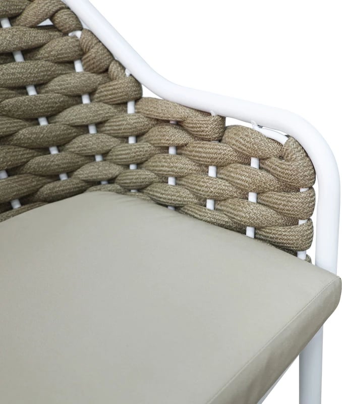 Karrige për bar Zuki alumini, e bardhë, e grumbullueshme, me jastëk, 55x54x109cm