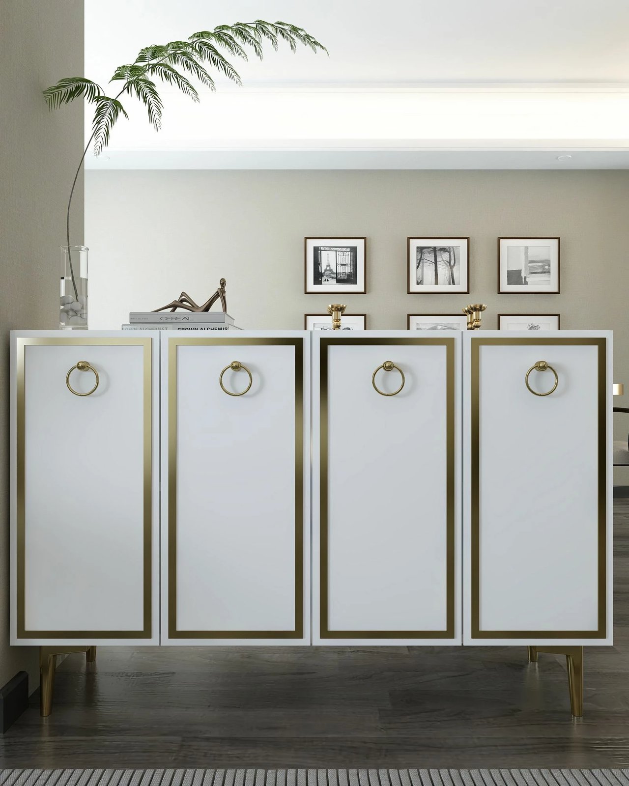 Konsolë Skye Decor, e bardhë dhe ari, 8162KM-1