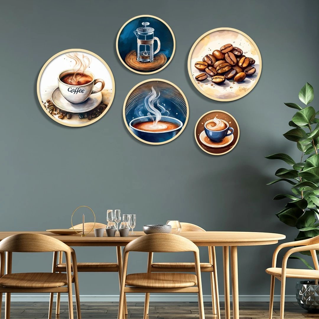 Set pikturash dekorative me kornizë MDF (5 copë), Wallity, Yats-11