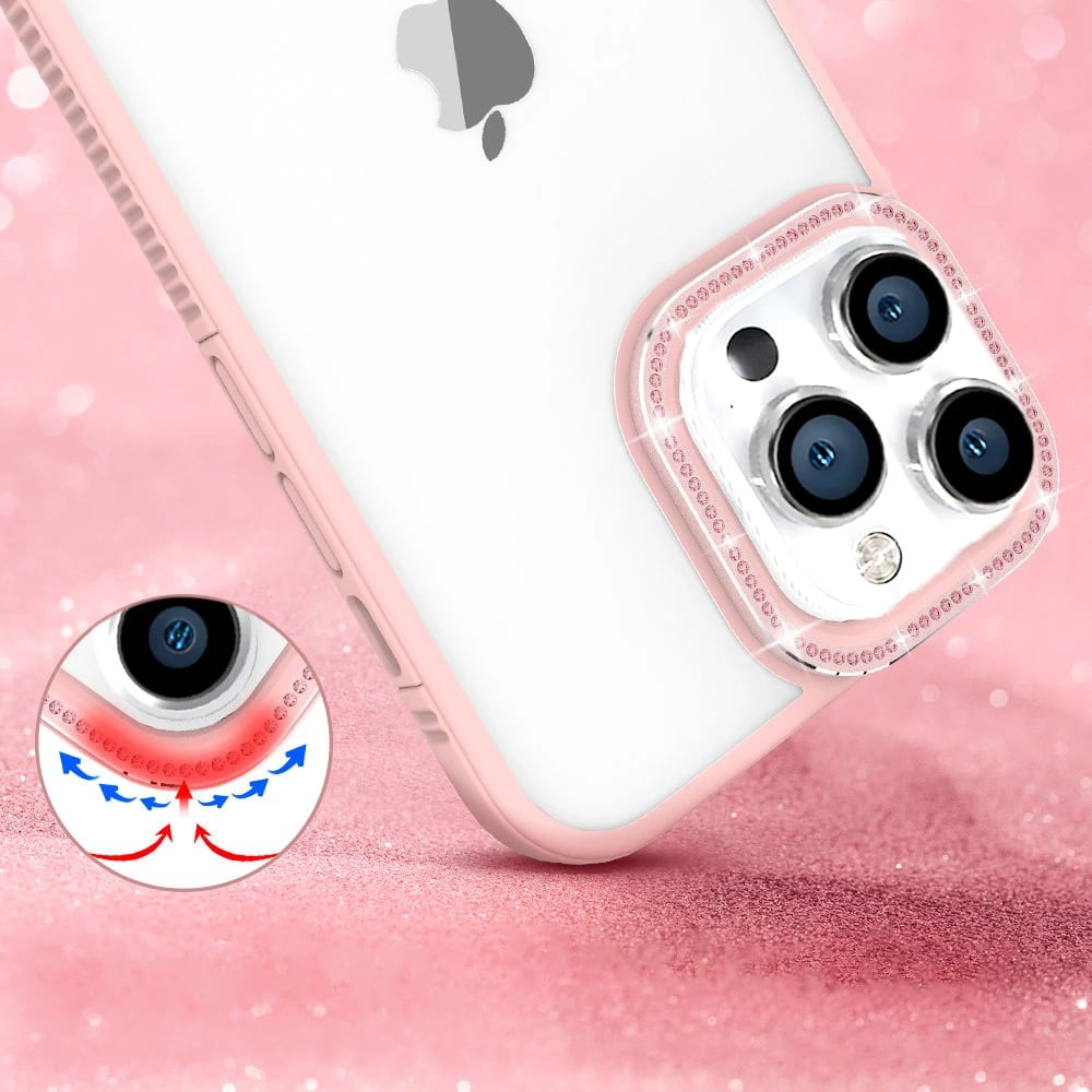 Mbështjellës Kingxbar Sparkle Series për iPhone 13 Pro me kristale, Rozë