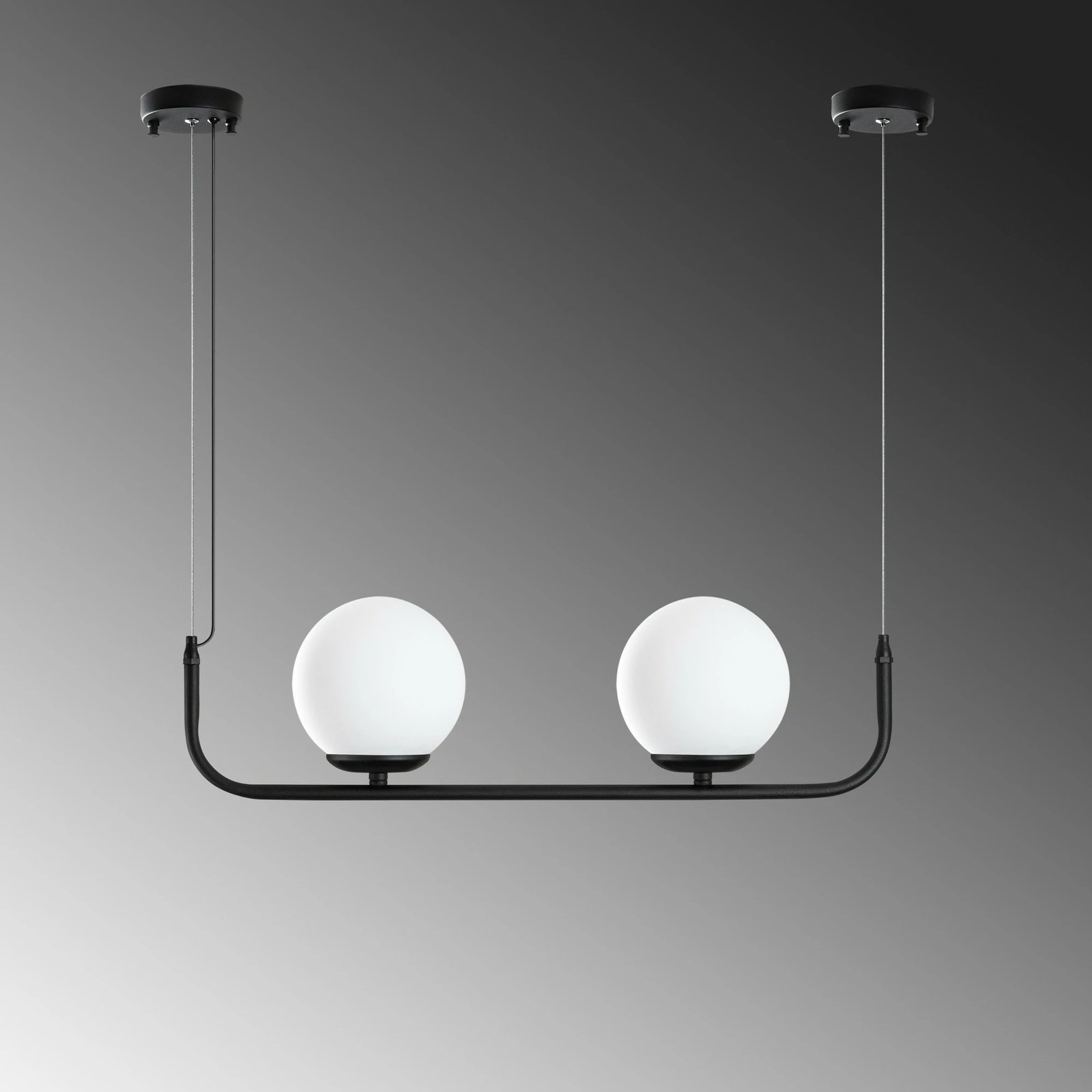 Llambë tavani Opviq Faruk, metal i zi, 2 copa, 56x15x20-110cm