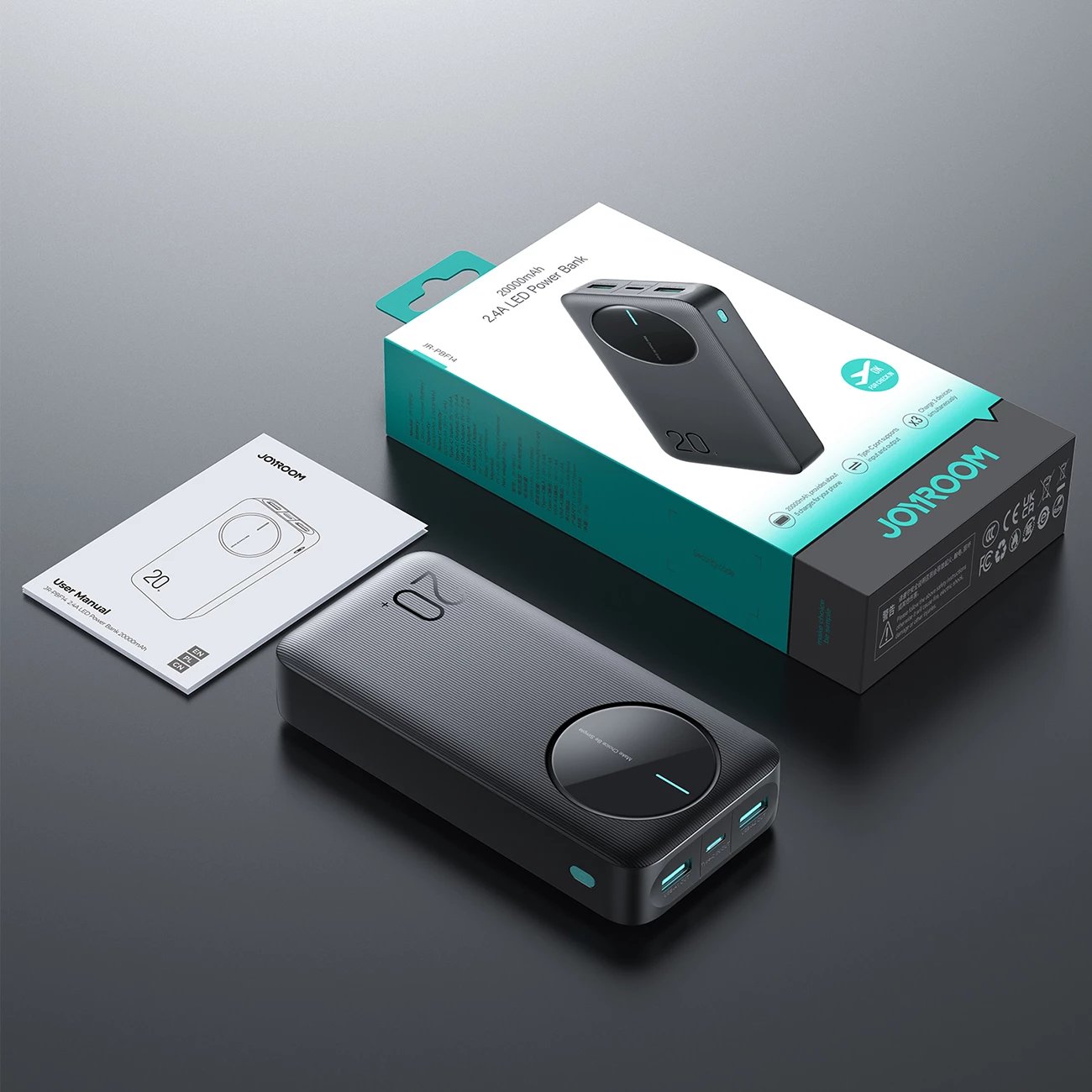 Powerbank Joyroom JR-PBF14, 20000mAh, 2x USB-A, 1x USB-C, e zezë