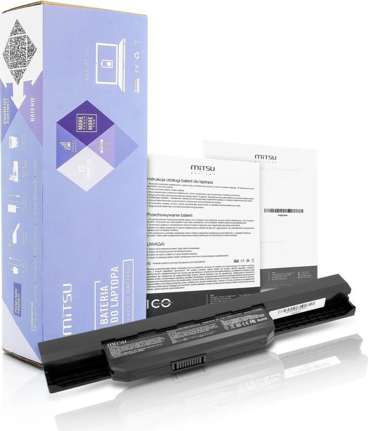 Bateri laptop Mitsu BC/AS-K53 për Asus A53, K53, 4400 mAh, 10.8-11.1V, e zezë