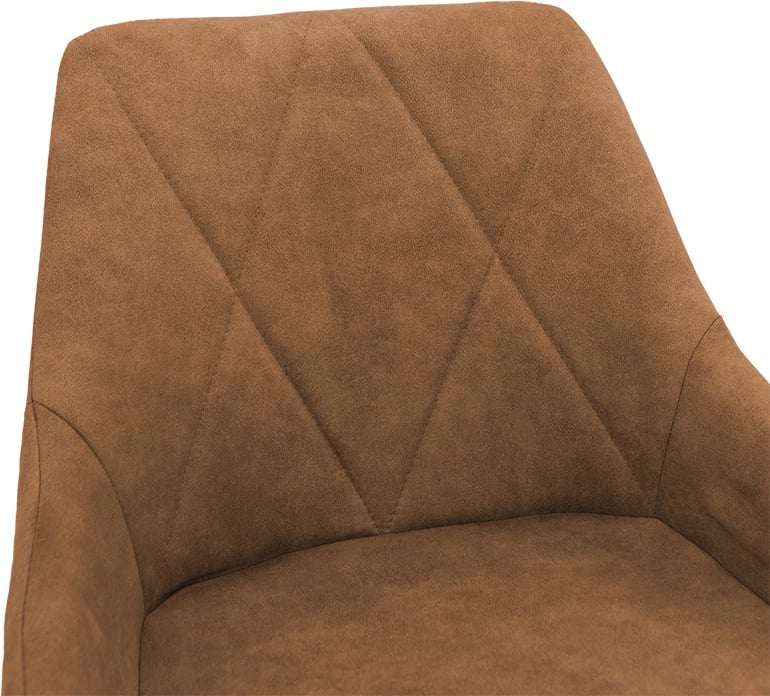 Karrige për bar Empower, metal i zi, material stof ngjyrë kafe antike