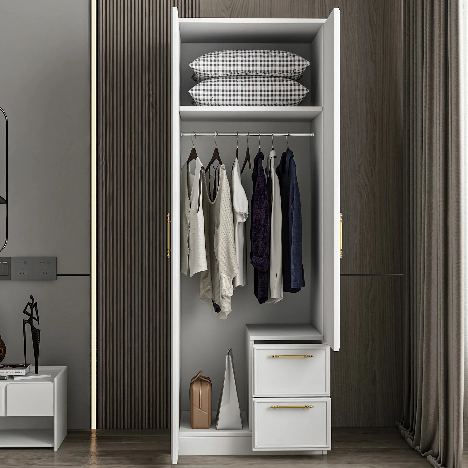 Dollap rrobash Skye Decor, Vespera 2, i bardhë