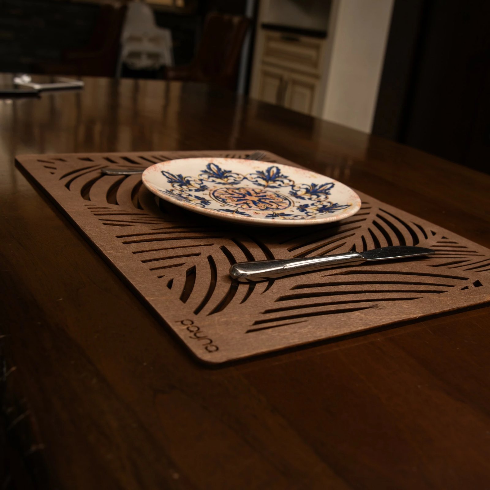 Set 6 copë mbrojtëse tavoline prej druri, ngjyrë wenge, Hermia