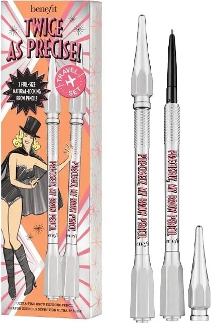 Laps për vetulla Benefit Twice As Precise! My Brow Pencil Duo për femra 4 Warm Deep Brown set prej 4 copë