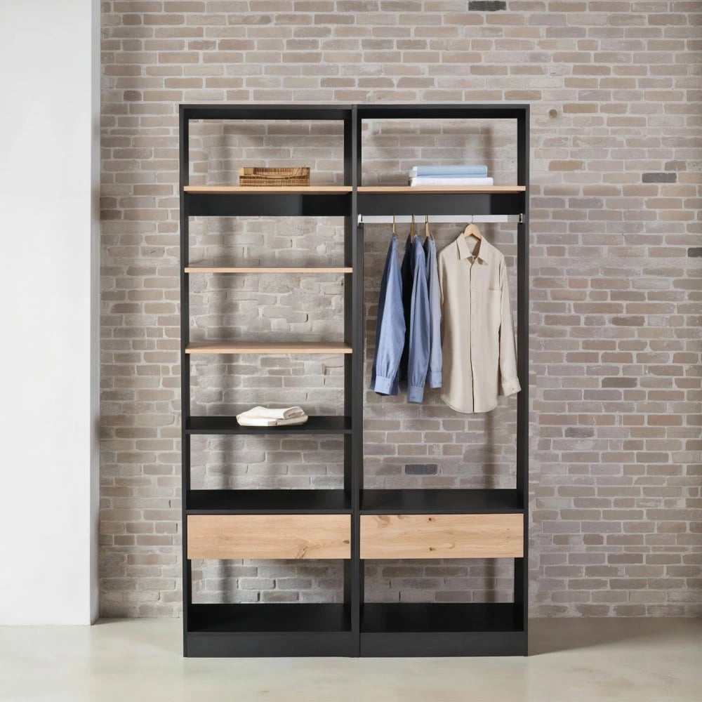 Dollap sistemi, ngjyrë e zezë-sonoma, 90x50x180 cm