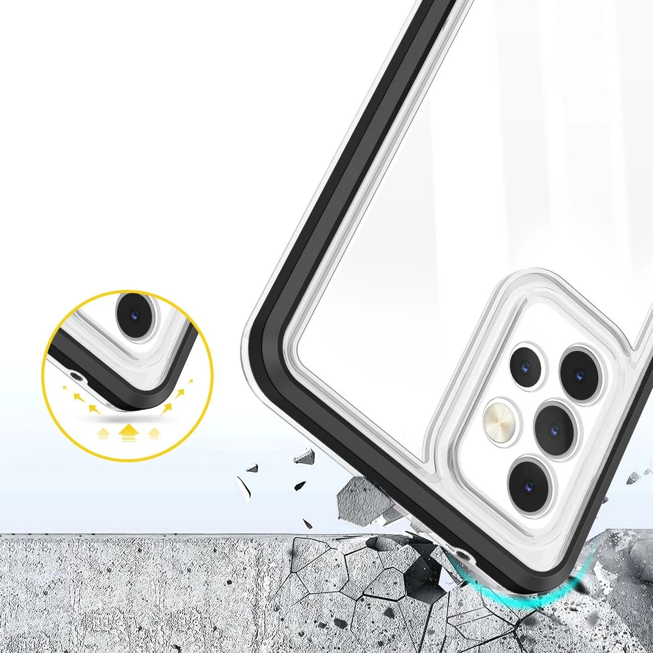Mbështjellës Hurtel Hybrid Armor Clear 3in1 për Samsung Galaxy A73, i zi/transparente