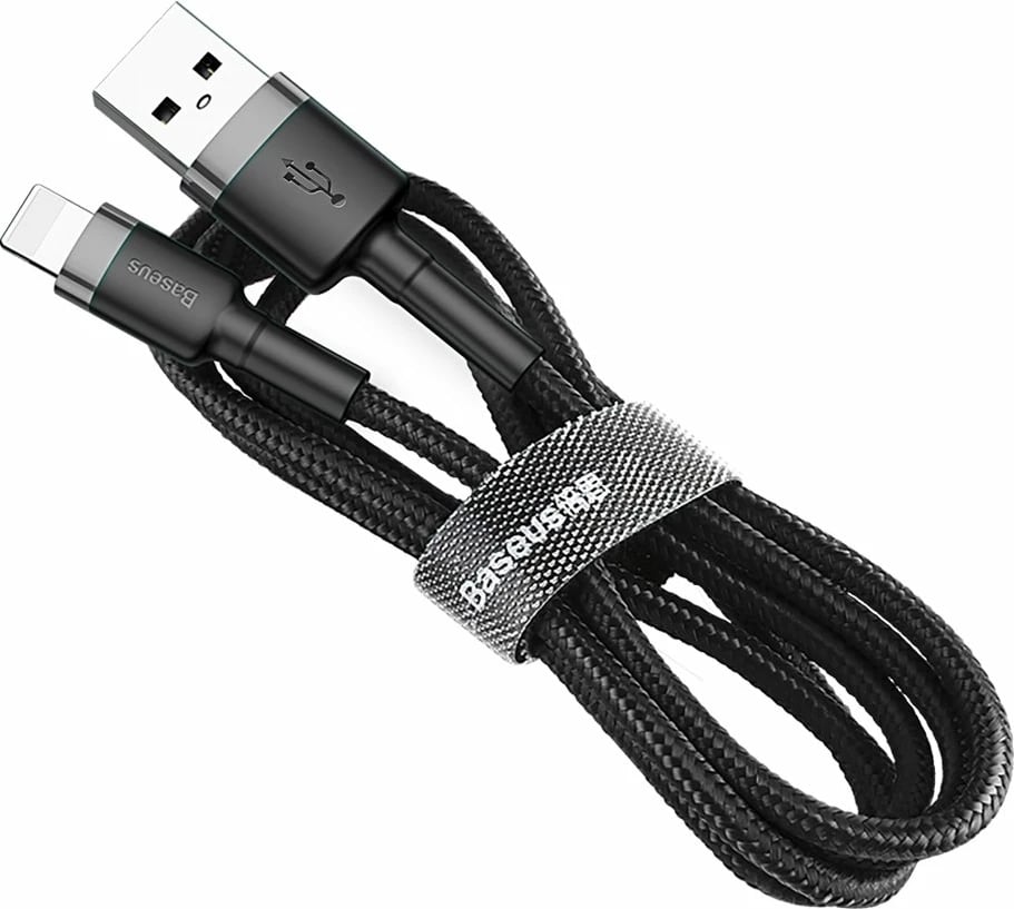 Kabllo Baseus Cafule CALKLF-RG1, USB-A në Lightning, 3m, 2A, QC 3.0, e zezë/gri