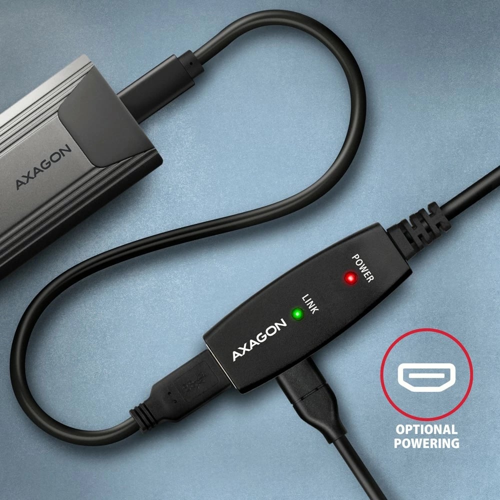 Kabllo zgjatuese aktive USB 3.2 Gen 1 AXAGON ADR-305, 5m, e zezë
