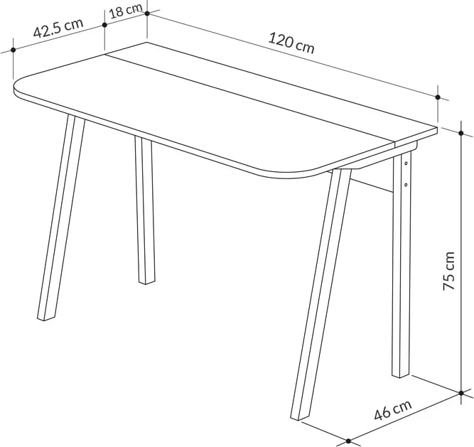 Tavolinë pune Malia, ngjyrë lisi, 120x60.5x75cm