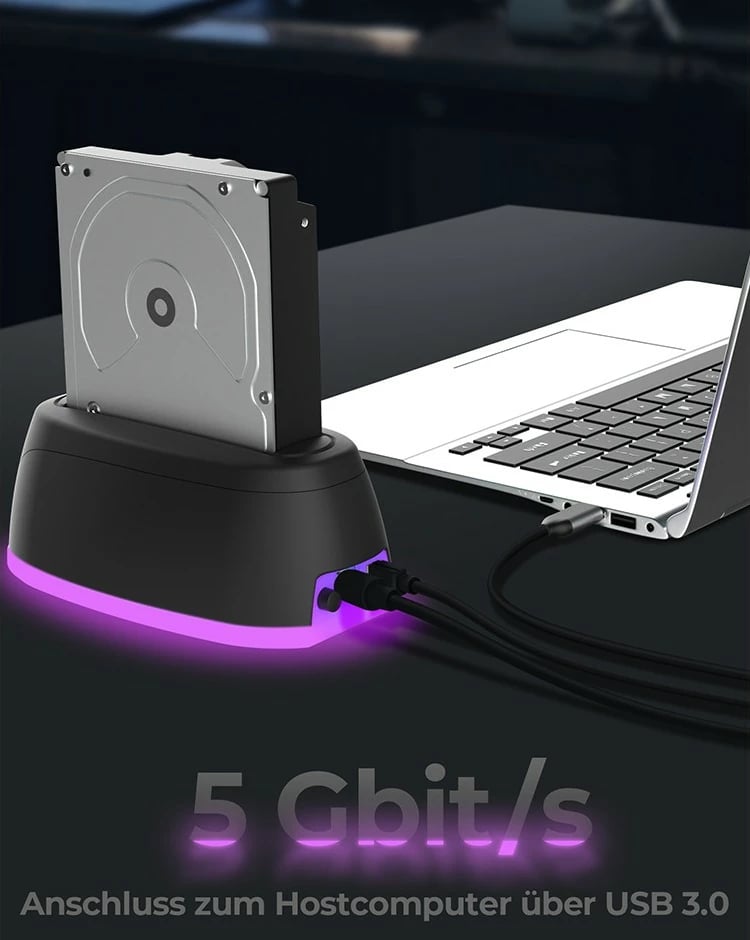 Docking station ICY BOX IB-1124L-C3, HDD, SSD, USB 3.2 Gen 1, e zezë