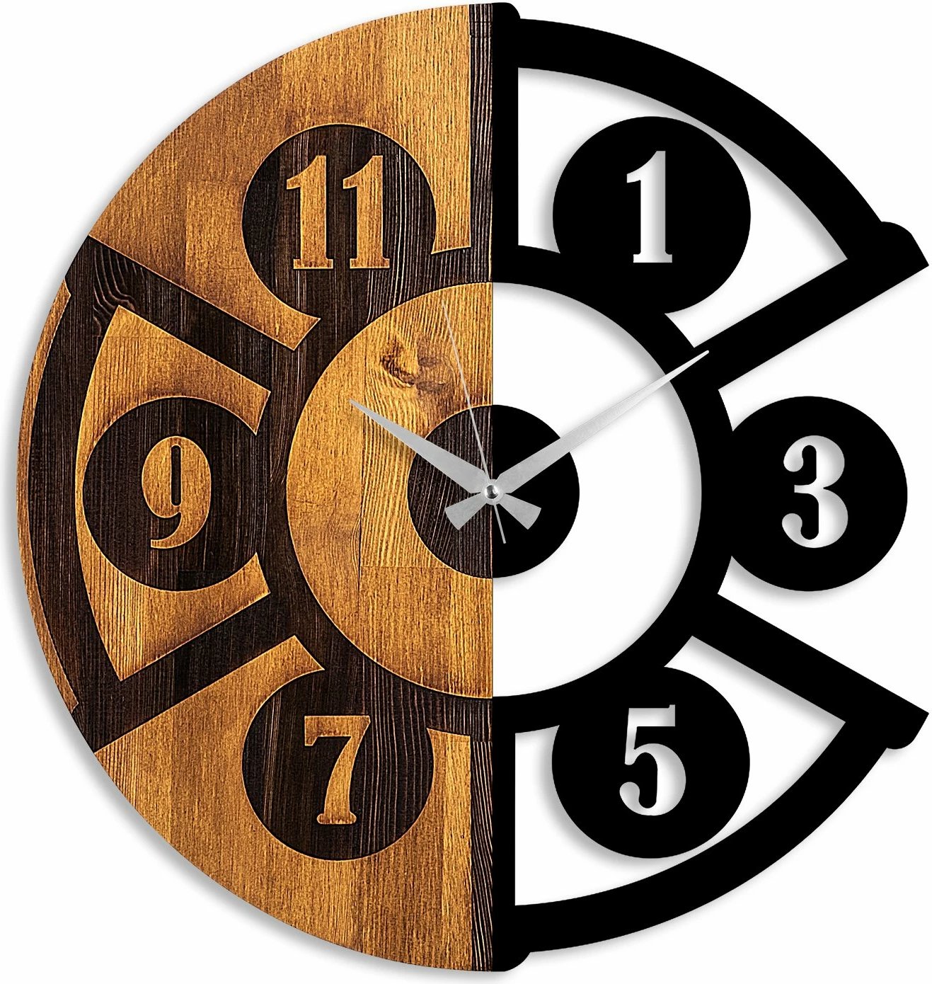 Orë muri dekorative prej druri, Wallity, formë pice, ngjyrë arre/zezë, 56x3x56cm